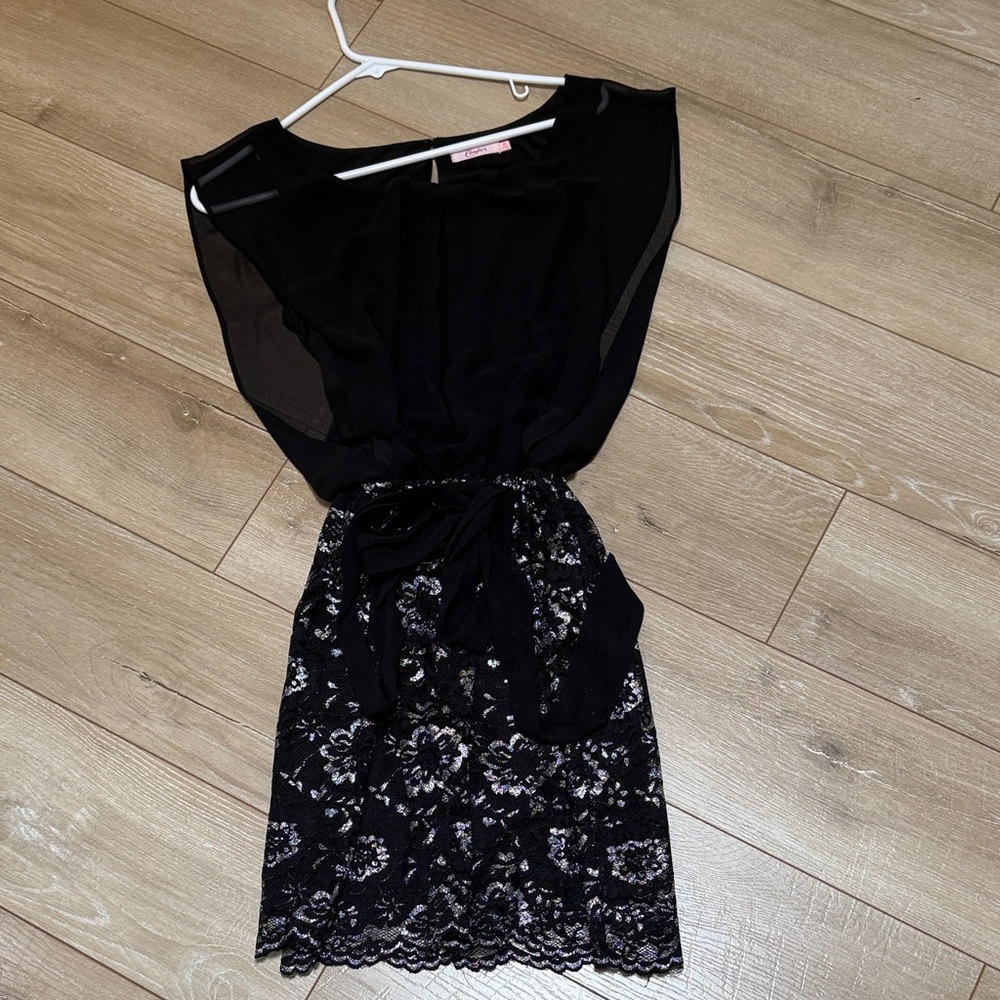 Candie's Black and White Lace Mini Dress